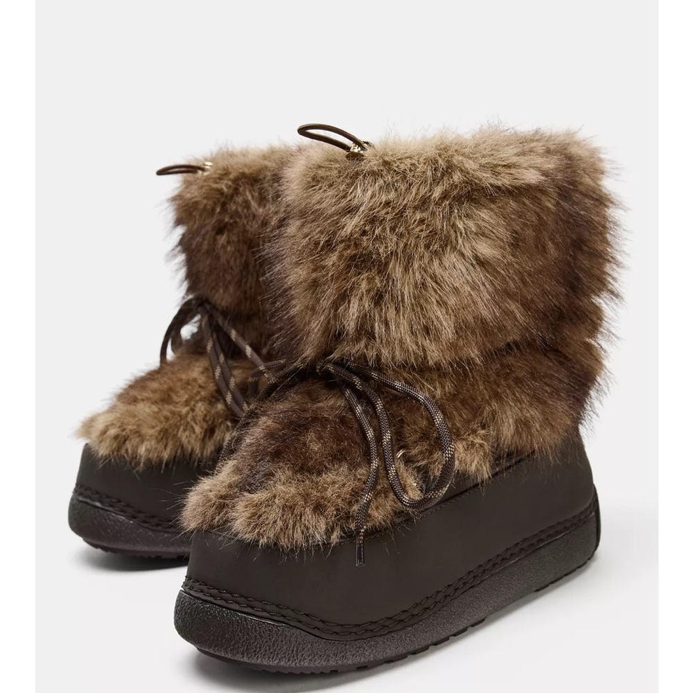 Faux Fur combined ankle boots Zara ski collection